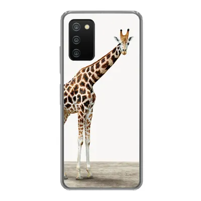 Produktbild von MuchoWow® Handyhülle Schutzhülle Hülle für Samsung Galaxy A03s Giraffe - Tiere - Weißer Hintergrund - Kinder - Junge - Mädchen Silikon Softcase Handy Hülle - Schutz