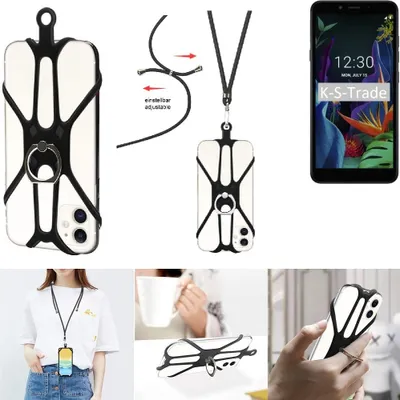 Produktbild von K-S-Trade 3in1 Handykette Handyband Handykordel Halsband Smartphone-Ring Handy-Ring kompatibel mit LG Electronics K20 Fingerhalterung Handyring