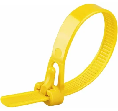 Produktbild von Kabelbinder wiederverschließbar Gelb 400 mm x 7,6 mm 100 Stück UV-Beständig Nylon Kunststoff wiederverwendbar Set
