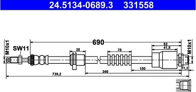 Produktbild von ATE 24.5134-0689.3 Bremsschlauch Vorne für BMW X3 (F25) X4 (F26)