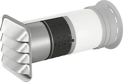 A cutaway view of a ventilation component.