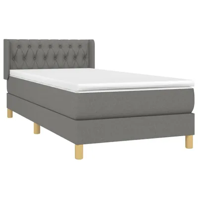 Produktbild von vidaXL Boxspringbett mit Matratze Dunkelgrau 90x200 cm Stoff