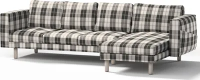 Produktbild von Dekoria Bezug für Norsborg 4-Sitzer Sofa mit Recamiere, schwarz- weiss, Norsborg Bezug für 4-Sitzer Sofa mit Recamiere