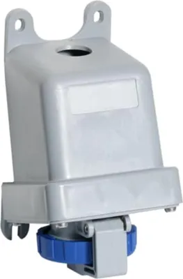 Productafbeelding van Amphenol wandcontactdoos, 16 Ampère, CEE, 3-polig (2P+PE), vrouwelijke aansluiting, codering 6h, blauw, 200/250V, frequentie 50 en 60Hz - 1 stuk