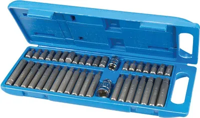 Produktbild von Silverline - Schraubendrehereinsätze mit Sechskant-, T20–T55- u. Vielzahnprofil, 40-tlg. Satz