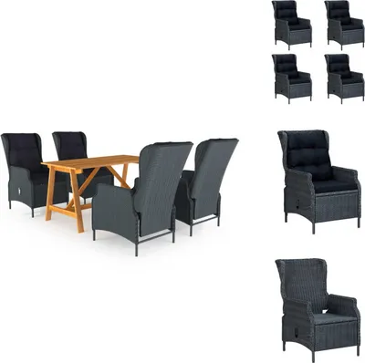 Imagen del producto de vidaXL Juego de mesa y sillas de jardín, 5 piezas, gris oscuro - Conjuntos de muebles de jardín
