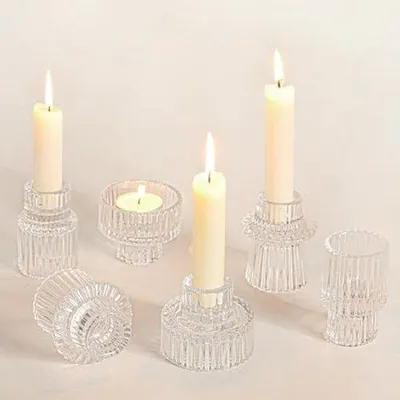 Produktbild von 6-gläserige Kerzenständer mit gestreptem Design