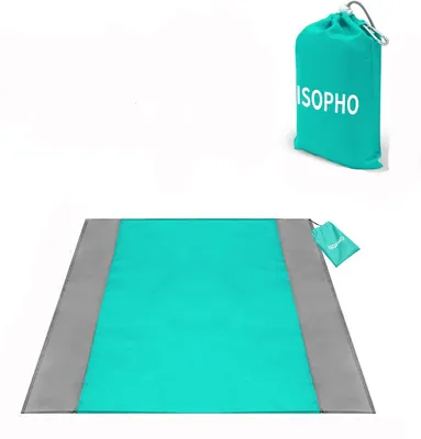 Produktbild von Picknickdecke XXL – Wasserdicht, Sanddicht, Klappbar, Leicht & Kompakt für Strand, Camping & Outdoor – 200x 210 cm , Farbe: Blau.