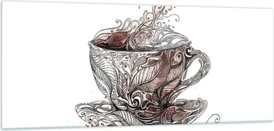 Produktbild von Bilder auf glas - Abstraktion Tasse Tee heiß - 100x40cm - Glasbilder - Wandbilder - Kunstdruck - zum Aufhängen bereit - Wanddekoration aus Glas - Glas Bilder - Wandbild auf Glas - GAB100x40-2976