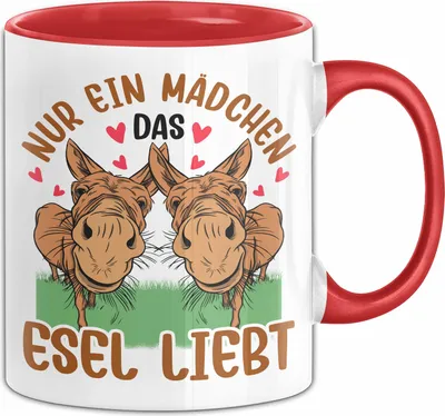 Produktbild von Esel-Liebhaberin Tasse Geschenk Mädchen Frauen Esel-Liebhaber Geschenkidee Becher (Rot)