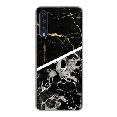 Produktbild von MuchoWow® Handyhülle Schutzhülle Hülle für Samsung Galaxy A30s Marmor - Gold - Luxus Silikon Softcase Handy Hülle - Karteninhaber