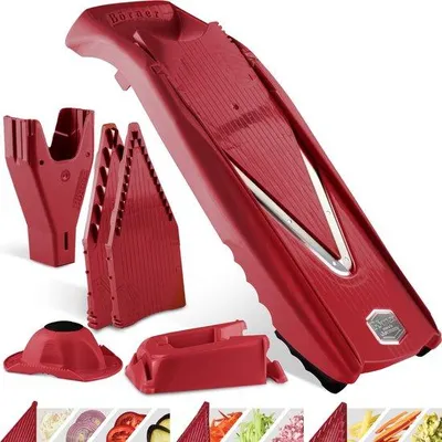 Produktbild von Famanu Gemüseschneider Set 7-teilig - V-Schneider für Gemüse und Obst, 8 Schnittarten und Zubehör