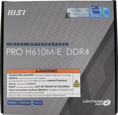Produktbild von MSI PRO H610M-E DDR4 Mainboard CPU SOCKEL LGA1700 Intel HDMI VGA 1Gbps LAN