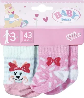 Produktbild von Zapf Creation 831755 - BABY born Socken 2x, 2 sort. 43cm - Pink / Weiß