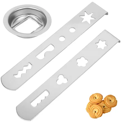 Spritzgebäck-Aufsätze, 8 Formen, Edelstahl, 3-teilig