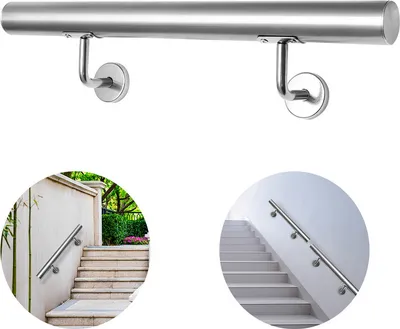 Produktbild von Fiqops nerezové zábradlie matné, okrúhle schodisko, vnútorné a vonkajšie, Ø 42 mm, zábradlie s konzolou, strieborné 200 cm