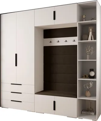 Produktbild von MEBLE KRYSPOL Inova 1 Möbelset Garderobe, 236,7x240x47cm - Weiß, Manila 04, Schwarz