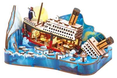 Obrázok produktu pre 2Kids Toys: 3D drevená skladačka, miniatúrna scéna Titanicu