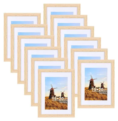 Zdjęcie produktu dla Elzusha - Zestaw 12 ram do zdjęć, 15x20 cm, drewniane, z ramką, idealne do dekoracji stołu i ścian
