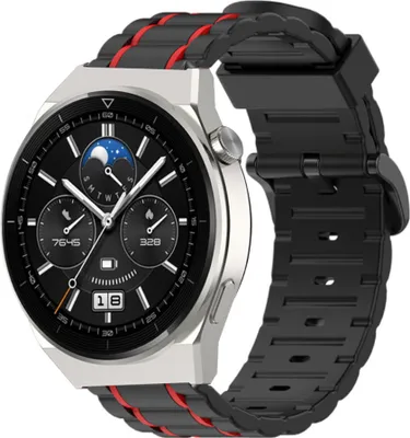 Produktbild von Strap-it Huawei Watch GT 3 Pro 46mm Sportschnallenarmband (Schwarz/Rot)