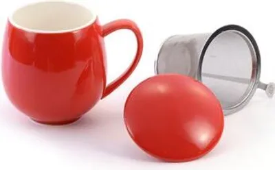 Produktbild von Kräuterteetasse "Saara" Porzellan, 3- teilig, rot 0,35 l