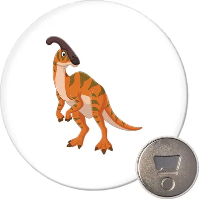 Produktbild von Huuraa Magnet Parasaurolophus Dinosaurier 59mm Kühlschrankmagnet rund Flaschenöffner Geschenkidee