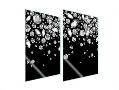 Produktbild von Herdabdeckplatten 2 teilig 35x52 Glaskeramikkochfeld Abdeckung Glas Schneidebrett Diamant Schwarz
