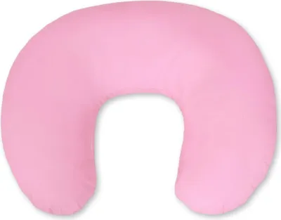 Image de Coussin d'allaitement ergonomique en forme de rogal rose 60x47 cm Bobono