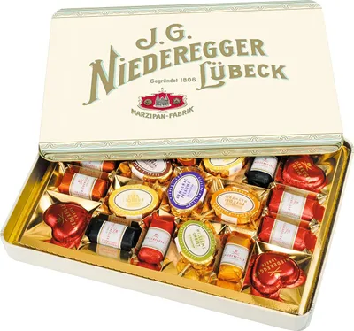 Produktbild von Niederegger Nostalgiedose Marzipan Nougat Pralinen Pasteten 270g