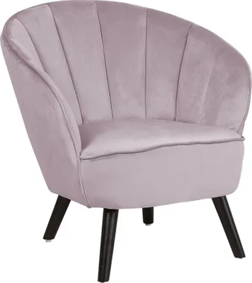 Produktbild von BELIANI Sessel Rosa Samtstoff mit Dunkelbraunen Holzbeinen Muschelform Glamourös Retro Clubsessel Cocktailsessel für Wohnzimmer Schlafzimmer