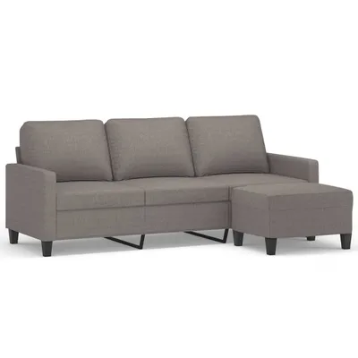 Produktbild von vidaXL 3-Sitzer-Sofa mit Hocker Taupe 180 cm Stoff