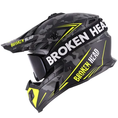Produktbild von Broken Head Crosshelm Squadron Gelb + MX-Brille Struggler Schwarz : L (59-60 cm) Größe: L (59-60 cm)