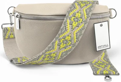 Produktbild von ARTVALL - Umhängetasche aus Leder, Klein mit verstellbarem Schultergurt, abnehmbares Taschenband, Crossbody Bag in Beige