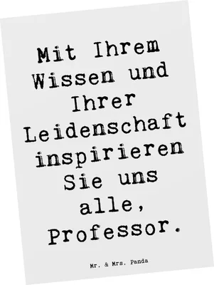 Produktbild von Mr. & Mrs. Panda Ansichtskarte Spruch Inspirierender Professor - Weiß - Geschenk, Leidenschaft, besondere Momente, Wertschätzung, Postkarten, Einzigartig, Dankeschön