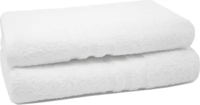 Produktbild von 2er Set Duschtuch aus 100% Baumwolle, 70x140 cm, weiß, mit 3 Bordürenstreifen