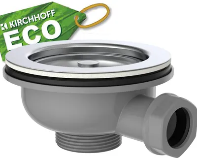 Produktbild von KIRCHHOFF Korbventil ECO-Save Siebkörbchen, Edelstahl Abflusssieb Küche, Sieb für Spülbecken, Ablaufventil mit Überlauf, Chrom