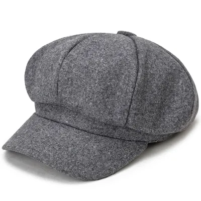 Produktbild von Herbst Winter warme Mode Frauen achteckigen Hut Wolltuch Casual Beret Cap