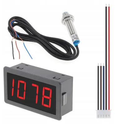 Image de Rosfix Tachymètre Numérique CF5135C-Z avec Affichage LED | Haute Précision, Capteur à Effet Hall NPN, Plage de Mesure 10-9999 tr/min, Capteur M12 mm