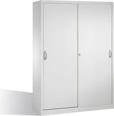 Produktbild von CP Schiebetürenschrank B1600xT500xH1950 mm RAL 7035, 8 Fachböden mit Mitteltrennwand CP