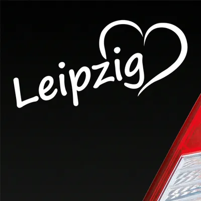 Produktbild von Auto Aufkleber Leipzig Herz Stadt City Liebe Love Heimat 18,5x8 cm Weiss Matt Sticker Heckscheibenaufkleber
