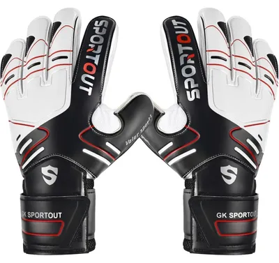 Produktbild von Torwarthandschuhe mit Fingersave, rutschfestes 4mm Latex, Schwarz Größe 9