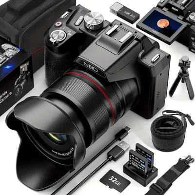 Imagen del producto de Cámara digital - 64 megapíxeles de resolución - 16x zoom óptico - con Wi-Fi y pantalla abatible de 180°