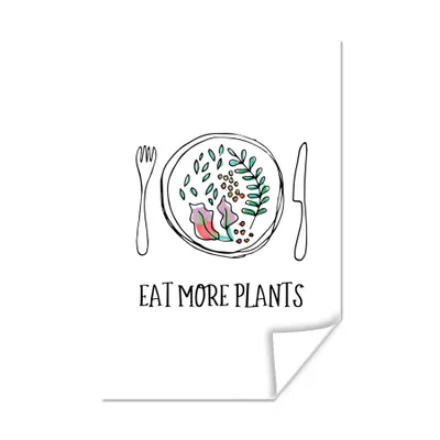 Produktbild von MuchoWow® Poster Veganer Zitat ''mehr Pflanzen essen'' auf weißem Hintergrund 20x30 cm - Papierdruck