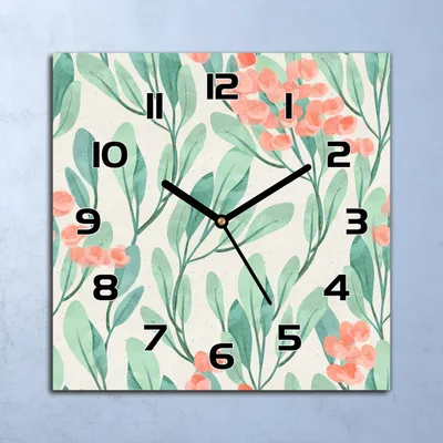Produktbild von Wanduhr Echt-Glas-Küchenuhr Blumen Natur Kunst Quarz 30x30 Deko Bilder