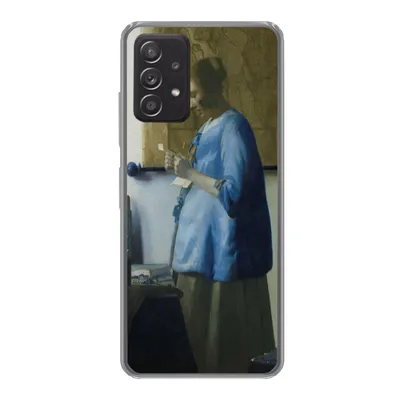 Produktbild von MuchoWow® Handyhülle Schutzhülle Hülle für Samsung galaxy a73 Frau in Blau liest einen Brief - Gemälde von Johannes Vermeer Silikon Softcase Handy Hülle - Handyhülle