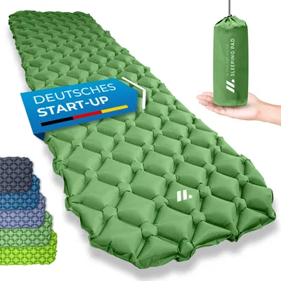 Produktbild von NORDMUT® 500g Isomatte Ultraleicht [mit Reparaturset] – Aufblasbare Luftmatratze Camping kleines Packmaß – Camping Matratze Wetterfest für Outdoor Zelt & Festivals