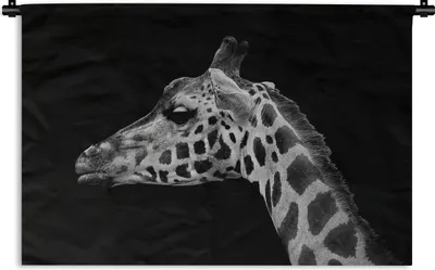 Produktbild von MuchoWow® Wandteppich Wandbehang Tiere - Giraffe - Schwarz - Weiß 150x100 cm Tapisserie Dekoration Wandtuch - Waschbar - Tapisserien - Wand-Decke
