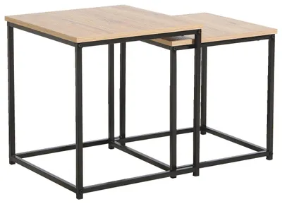 Produktbild von Beistelltisch-Set LINA 2-teilig Eiche Artisan Schwarz, 37,5x40x37,5 cm / 33,5x36x33,5 cm