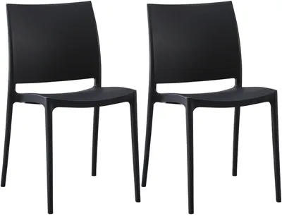 Produktbild von CLP 2er Set Gartenstühl Meton mit Lehne stapelbar wetterfest UV-beständig bis 150 kg schwarz