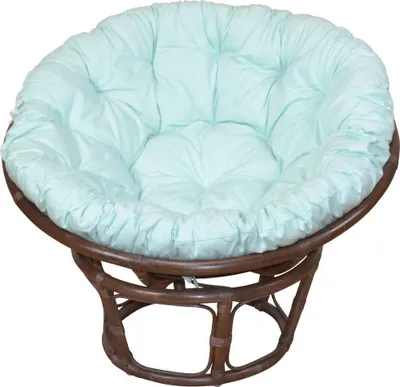 Produktbild von Papasansessel - Rattansessel  ø 100 cm braun gebeizt, mit Auflage pastellmint